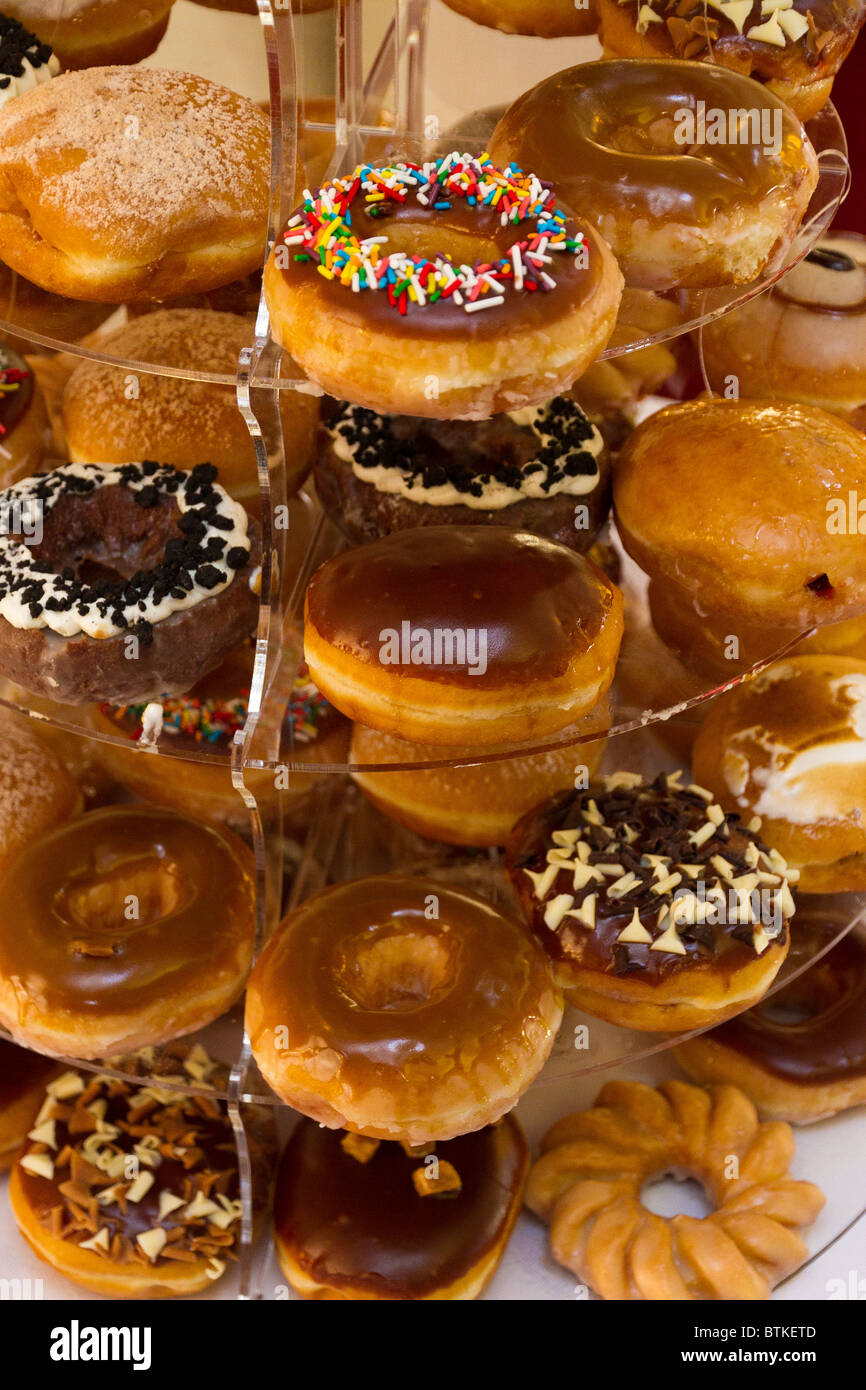 Tiered [wedding cake] made from doughnuts / donuts Stock Photo