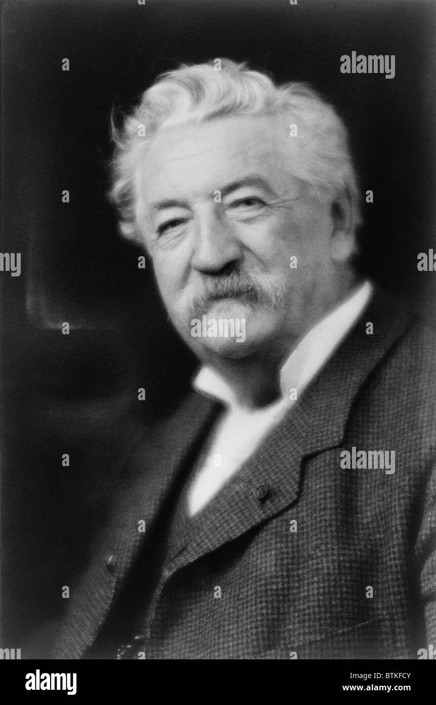 Antoine Lumiere (1840-1911), father of the famous Lumiere brothers, Auguste and Louis, partnered with his sons in their early efforts to develop motion pictures. 1907 portrait by Pirie MacDonald. Stock Photo