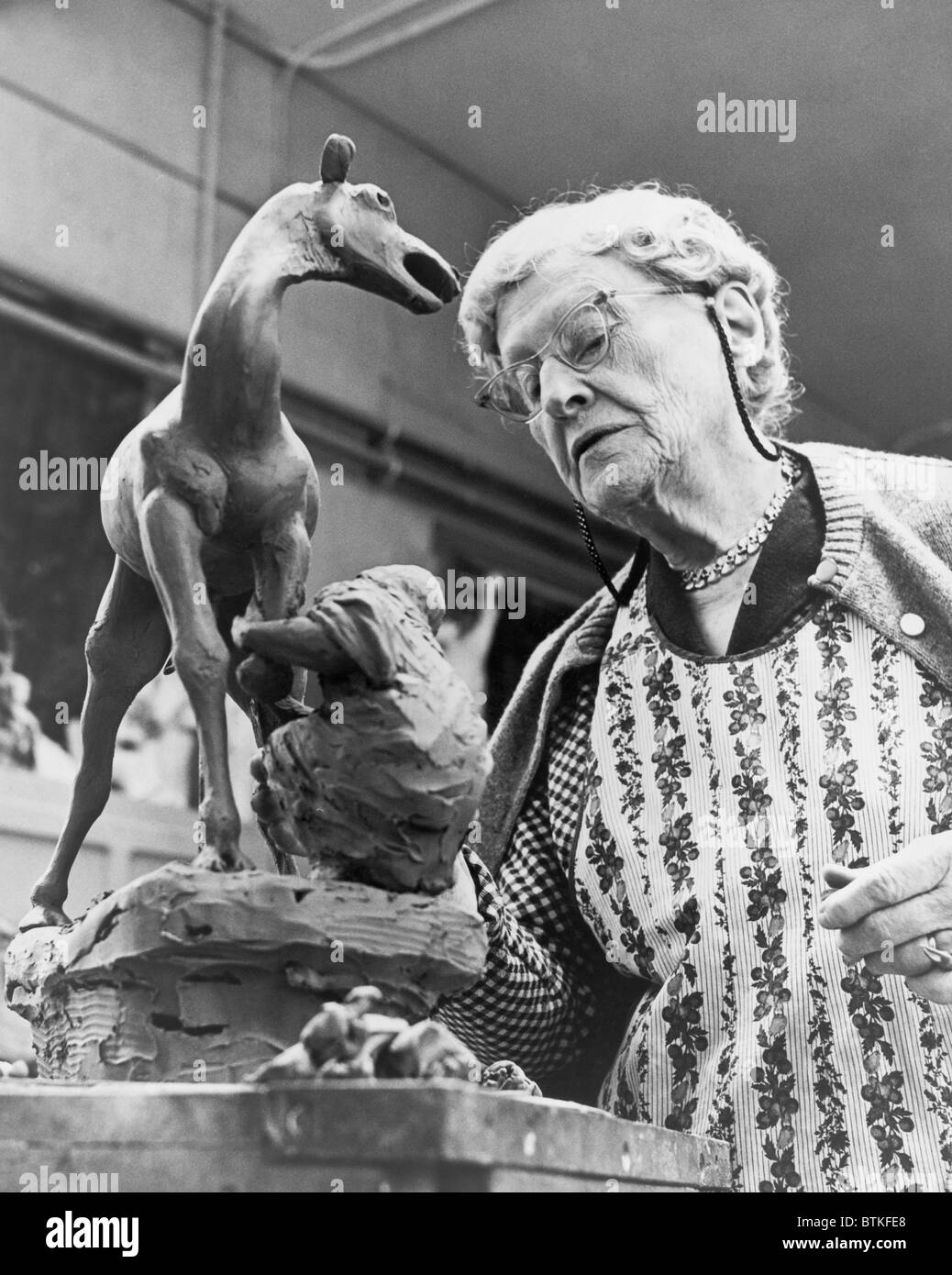 Anna Hyatt Huntington (1876-1973), was known for her realistic equestrian statues. 1965. Stock Photo