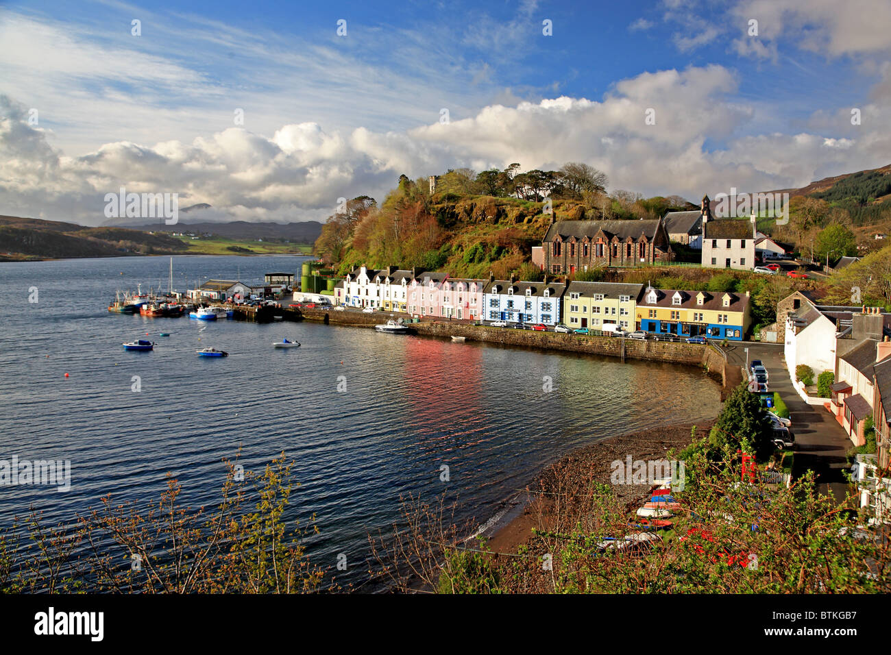 UK Scotland Highland Inverness-shire Isle of Skye Portree and harbour Stock Photo