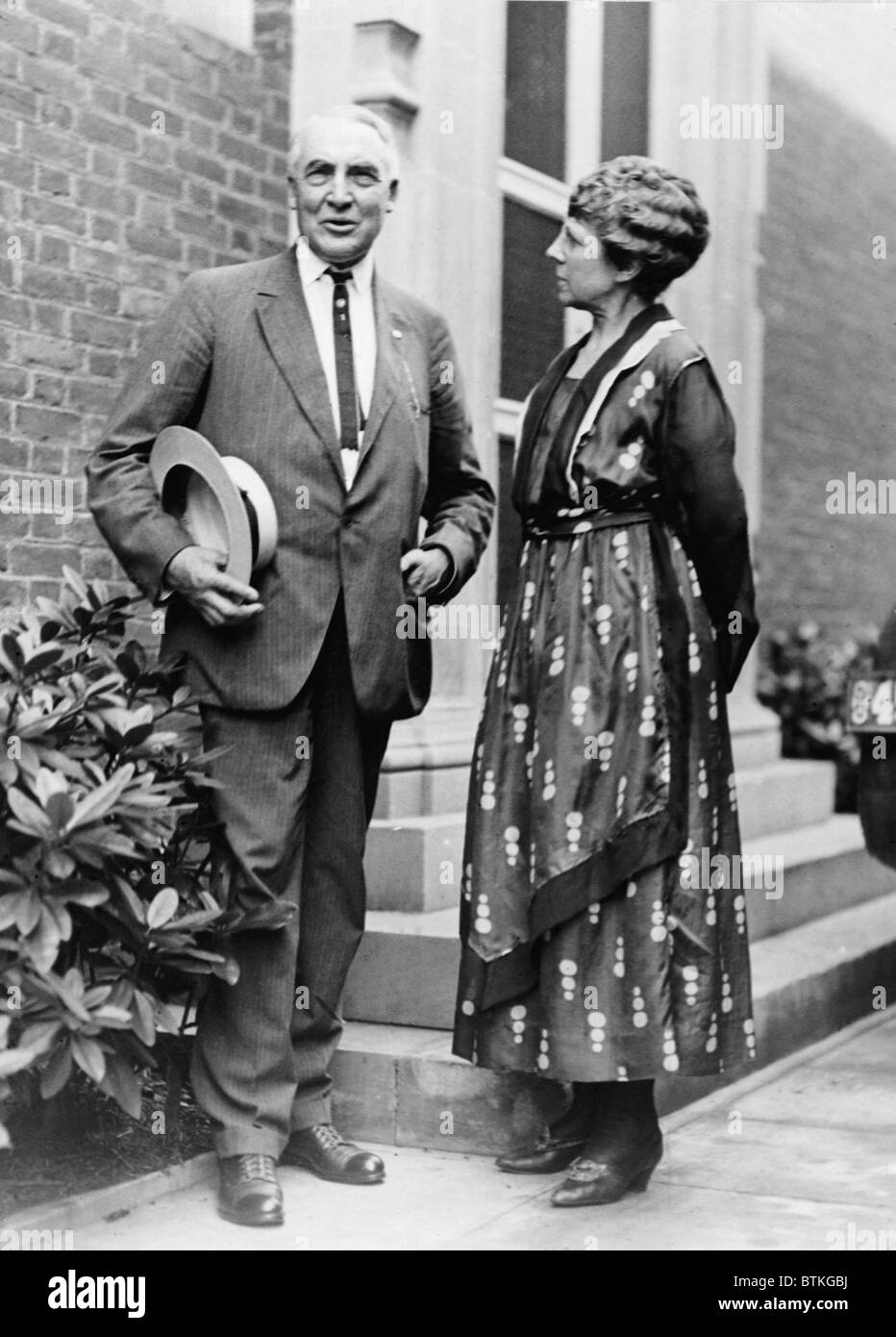 President Warren Harding with First Lady Florence Kling Harding in 1920. Stock Photo