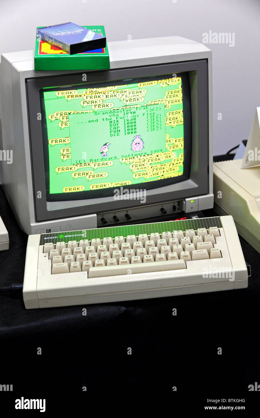 The Acorn Electron home computer brought out in 1983, it had only 32kb of internal memory but over 500 games were written for it Stock Photo