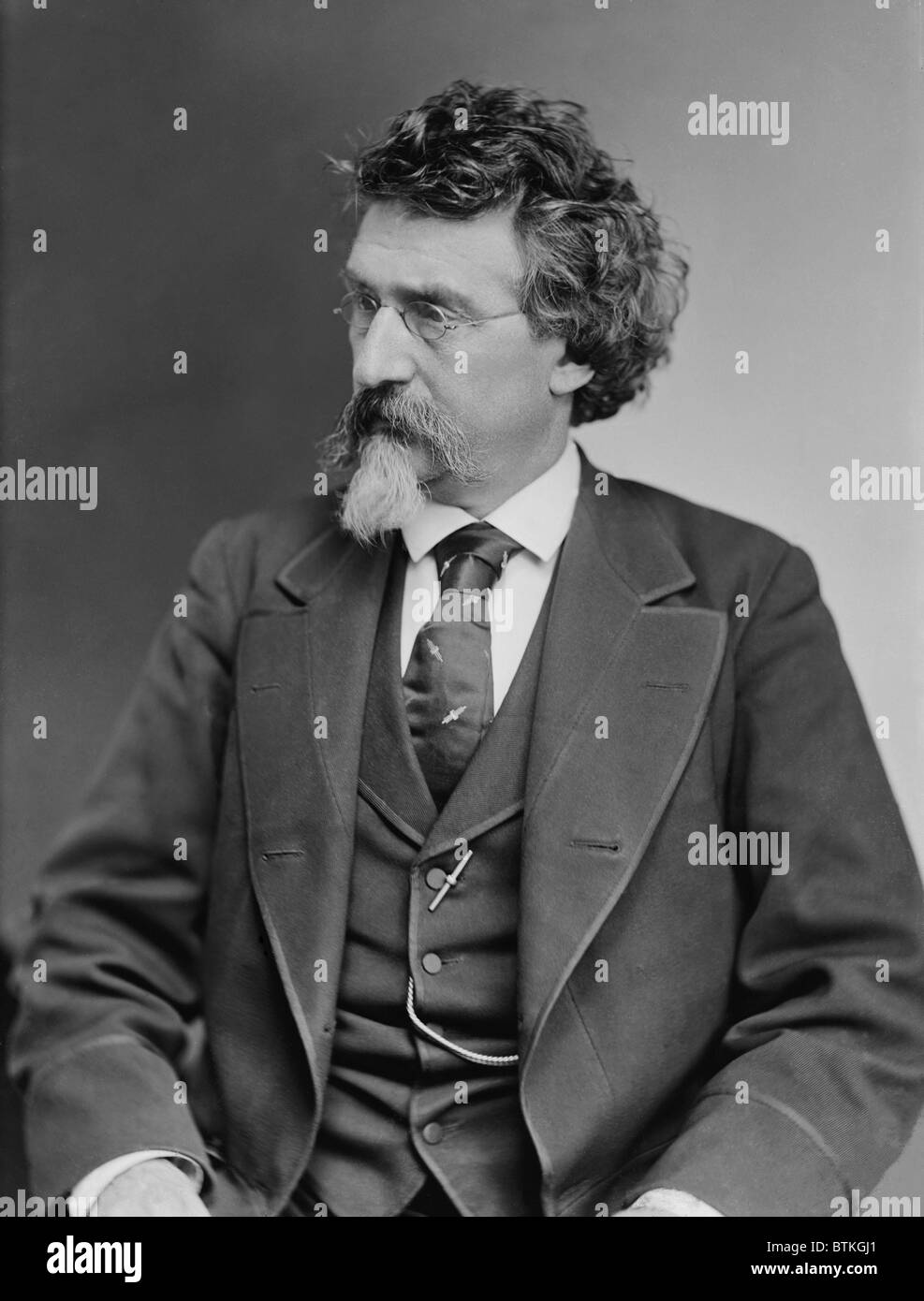 Mathew B. Brady (1823-1896), prominent American photographer, created a successful portrait business prior to the U.S. Civil War. To record the war, he hired many photographers including Alexander Gardner and Timothy H. O’Sullivan. Ca. 1870. Stock Photo