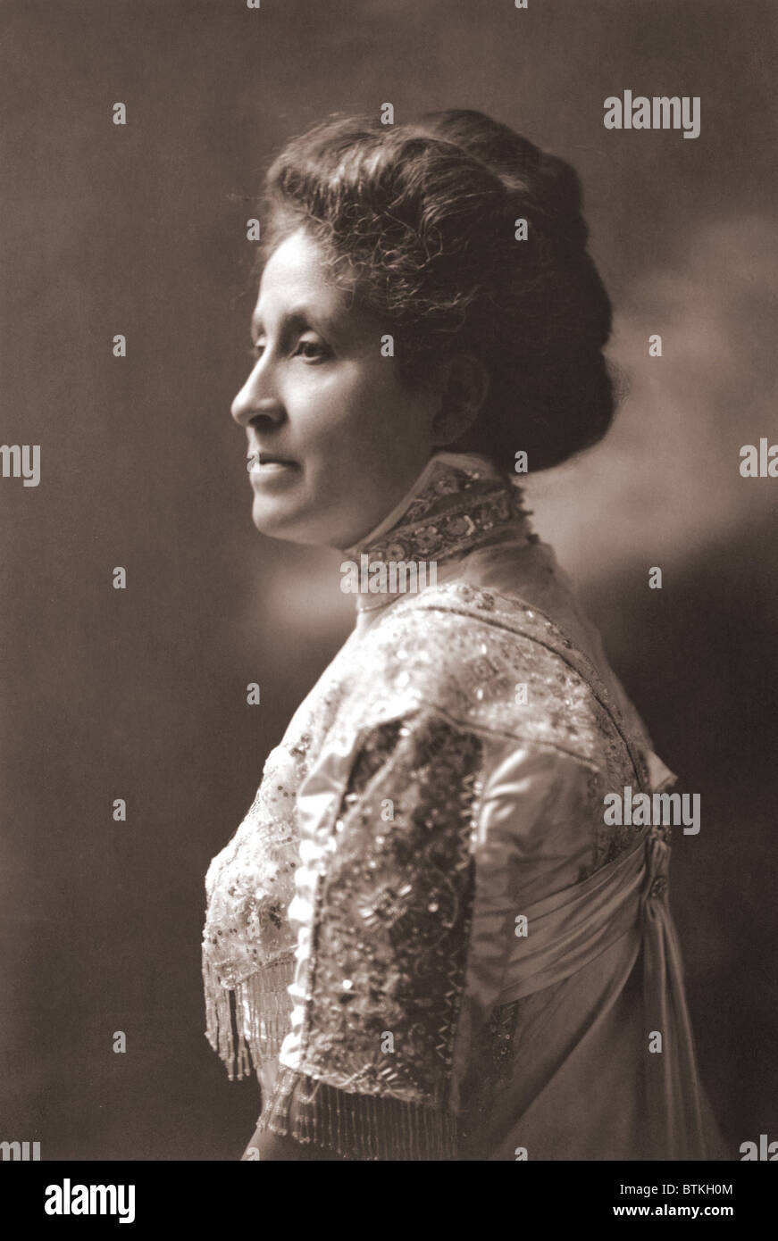 Mary Church Terrell (1863-July 1954) was an African American writer and socially prominent Washington D.C. civil rights activist. She personally lobbied U.S. Presidents during the Jim Crow era. Ca. 1895. Stock Photo