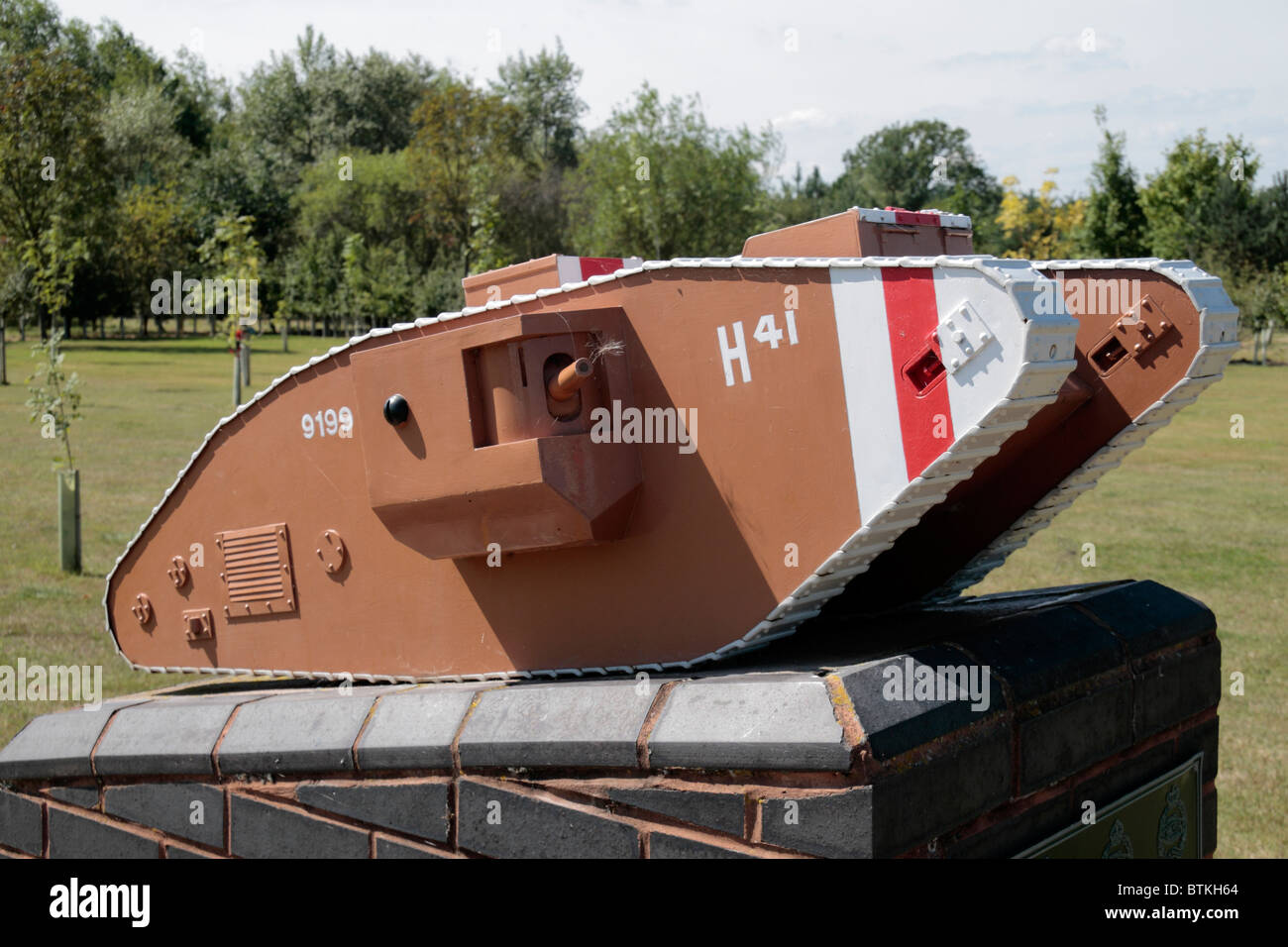 The Royal Tank Regiment Memorial at the National Memorial Arboretum, Alrewas, UK. Stock Photo