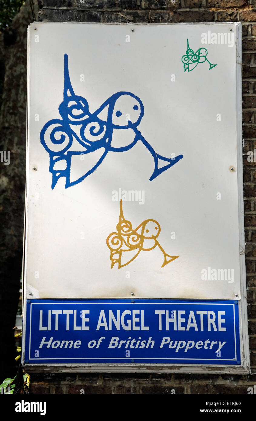Little Angel Theatre, The Home of British Puppetry sign, Islington London England Britain UK