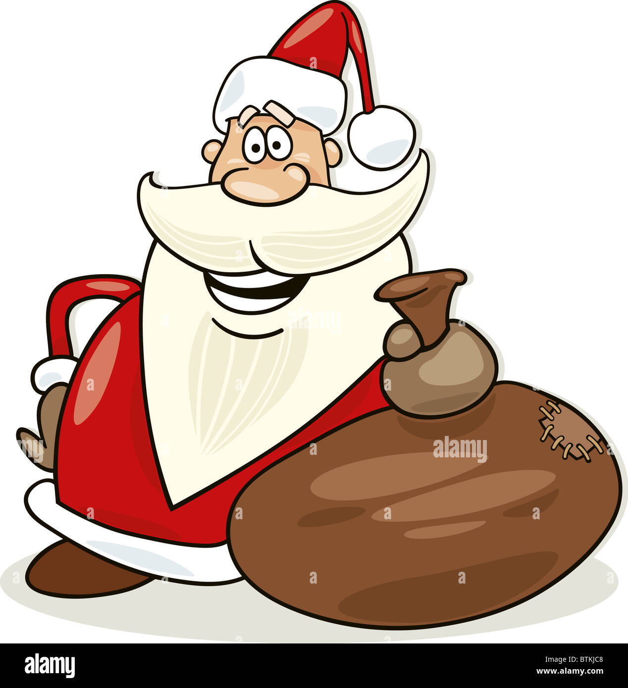 illustration of funny santa claus with sack of gifts Stock Photo - Alamy