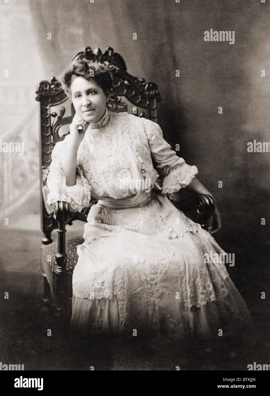 Mary Church Terrell (1863-July 1954) was an African American writer and socially prominent Washington D.C. civil rights activist. She personally lobbied U.S. Presidents during the Jim Crow era. Ca. 1895. Stock Photo