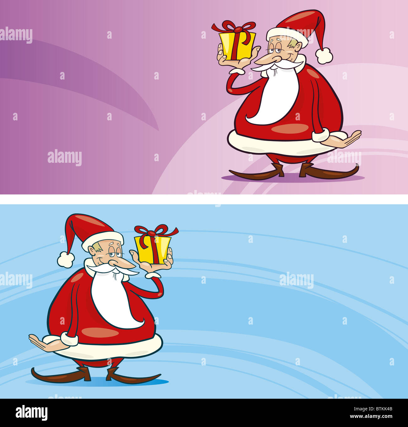 Illustration of funny santa claus with gift Stock Photo - Alamy
