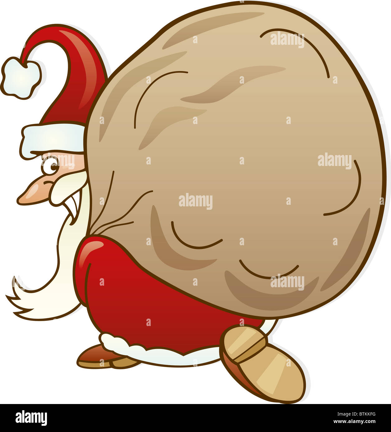 Illustration of funny santa claus with sack of gifts Stock Photo - Alamy