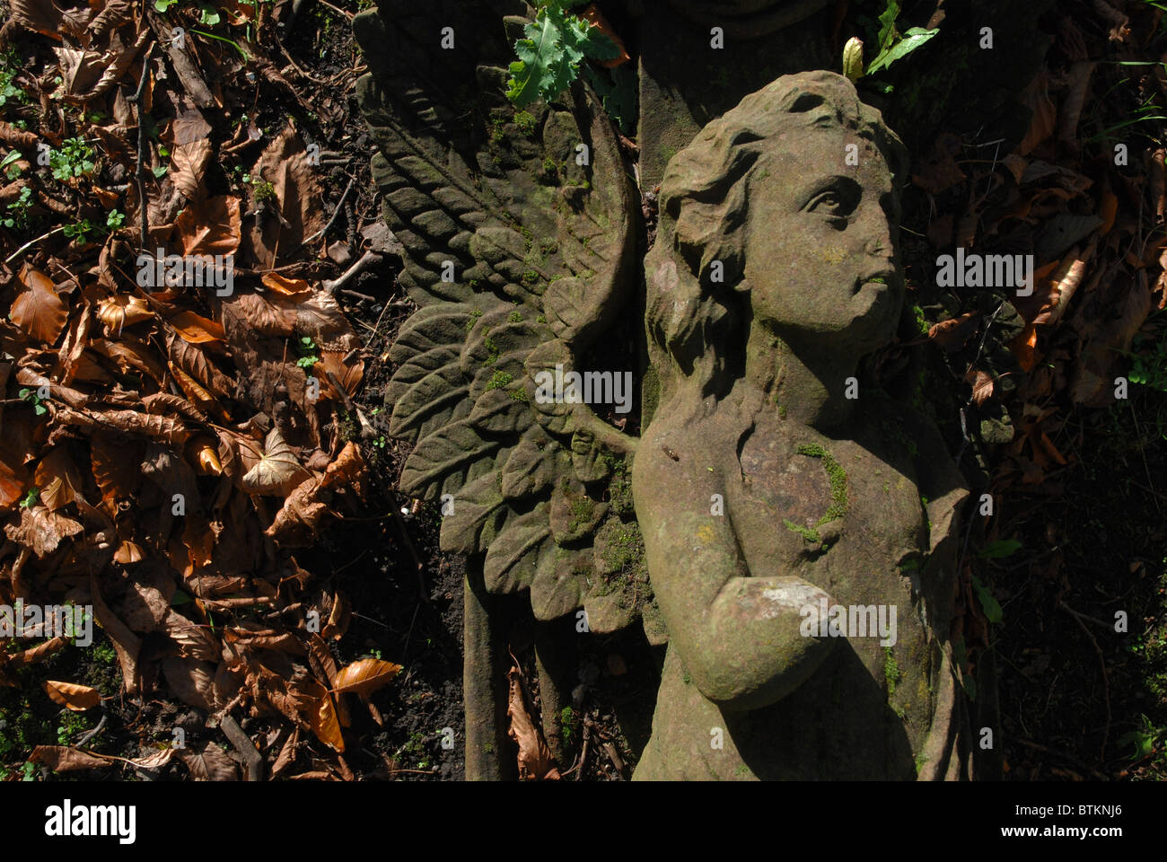 A fallen and broken monument, taken on an autumn day in an Edinburgh graveyard. Stock Photo