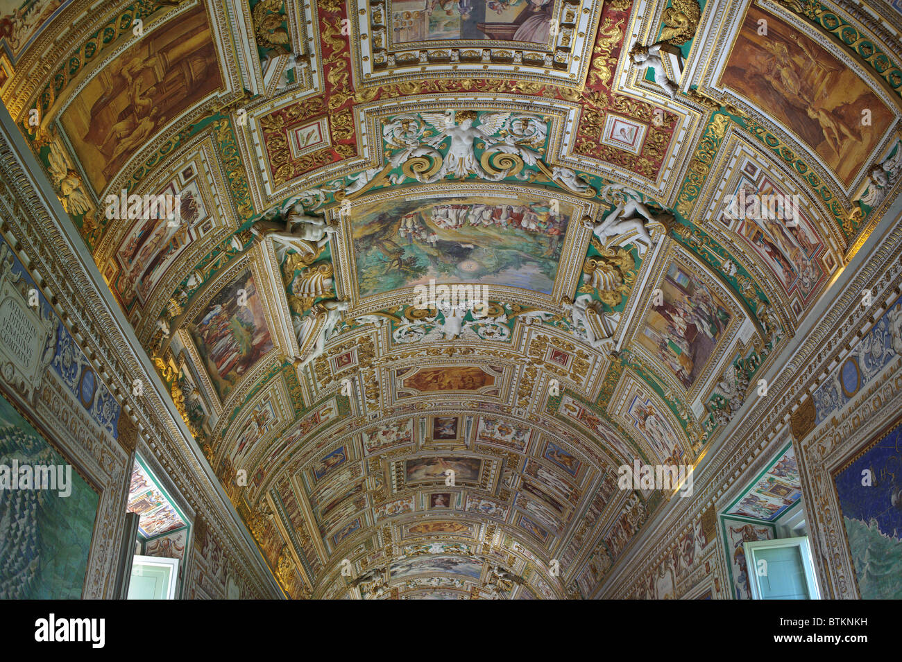 rome italy vatican museum hallway roof painted ceiling Stock Photo Alamy