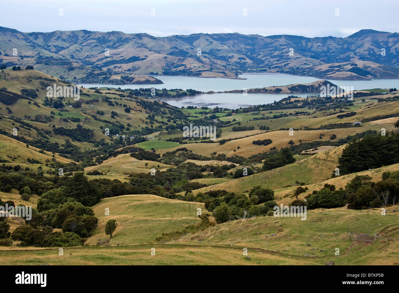 New Zealand South Island Banks Peninsula landscape Stock Photo