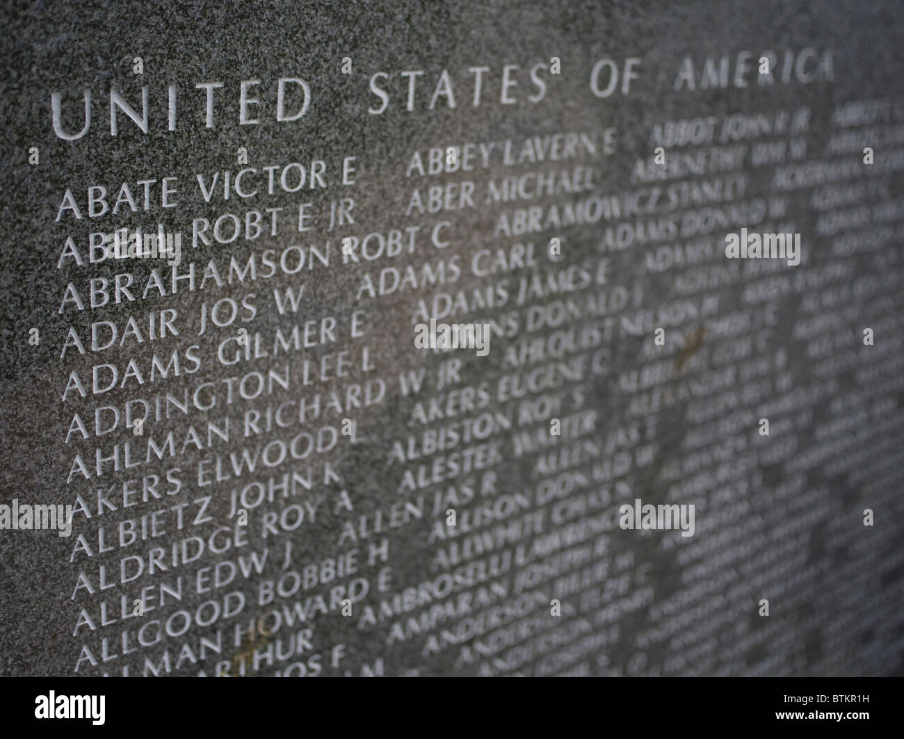 Cornerstone of peace - Granite wall with the names of those killed  at Peace Memorial Park, Okinawa, Japan. Stock Photo