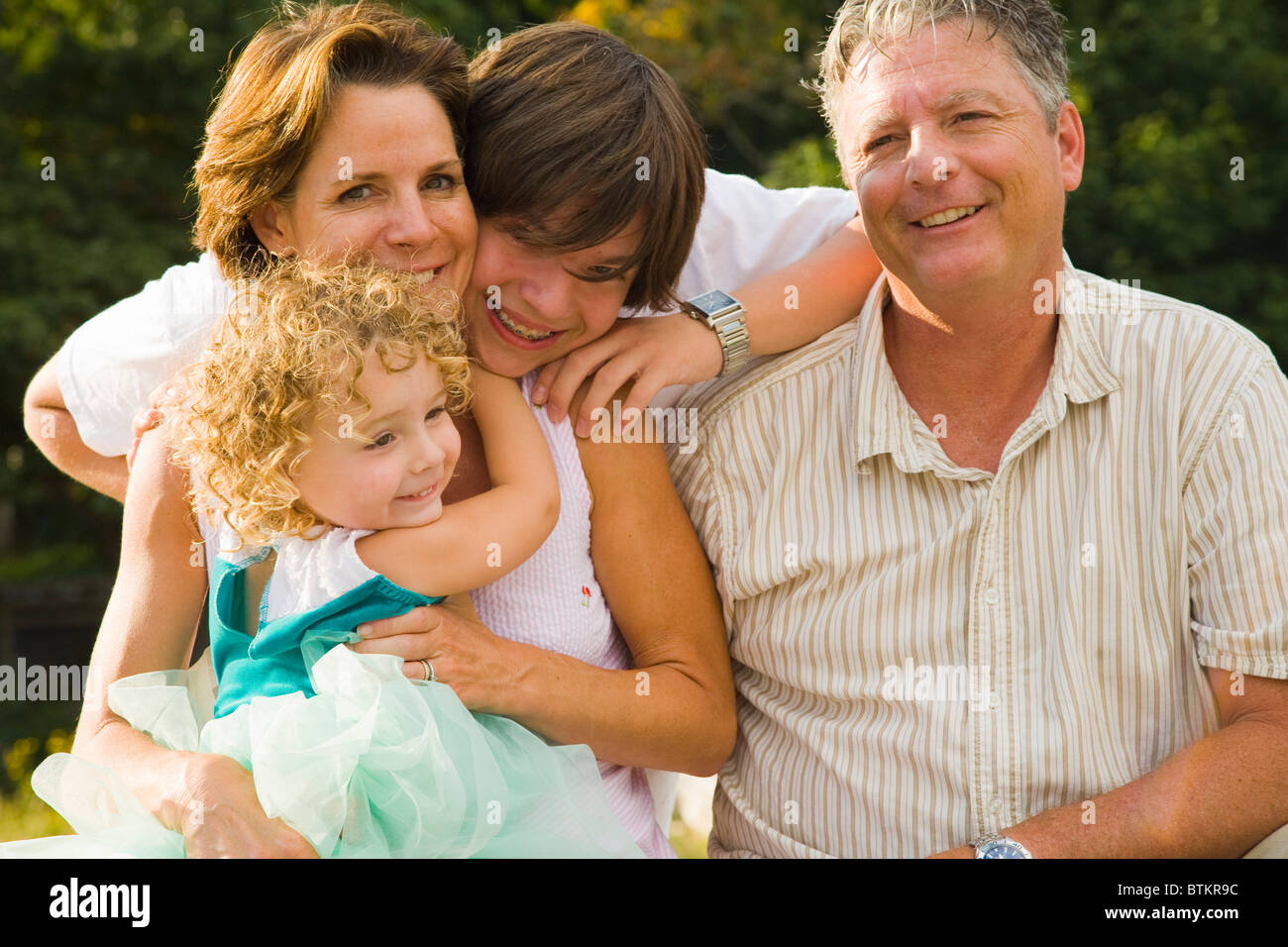 portrait of family of four Stock Photo