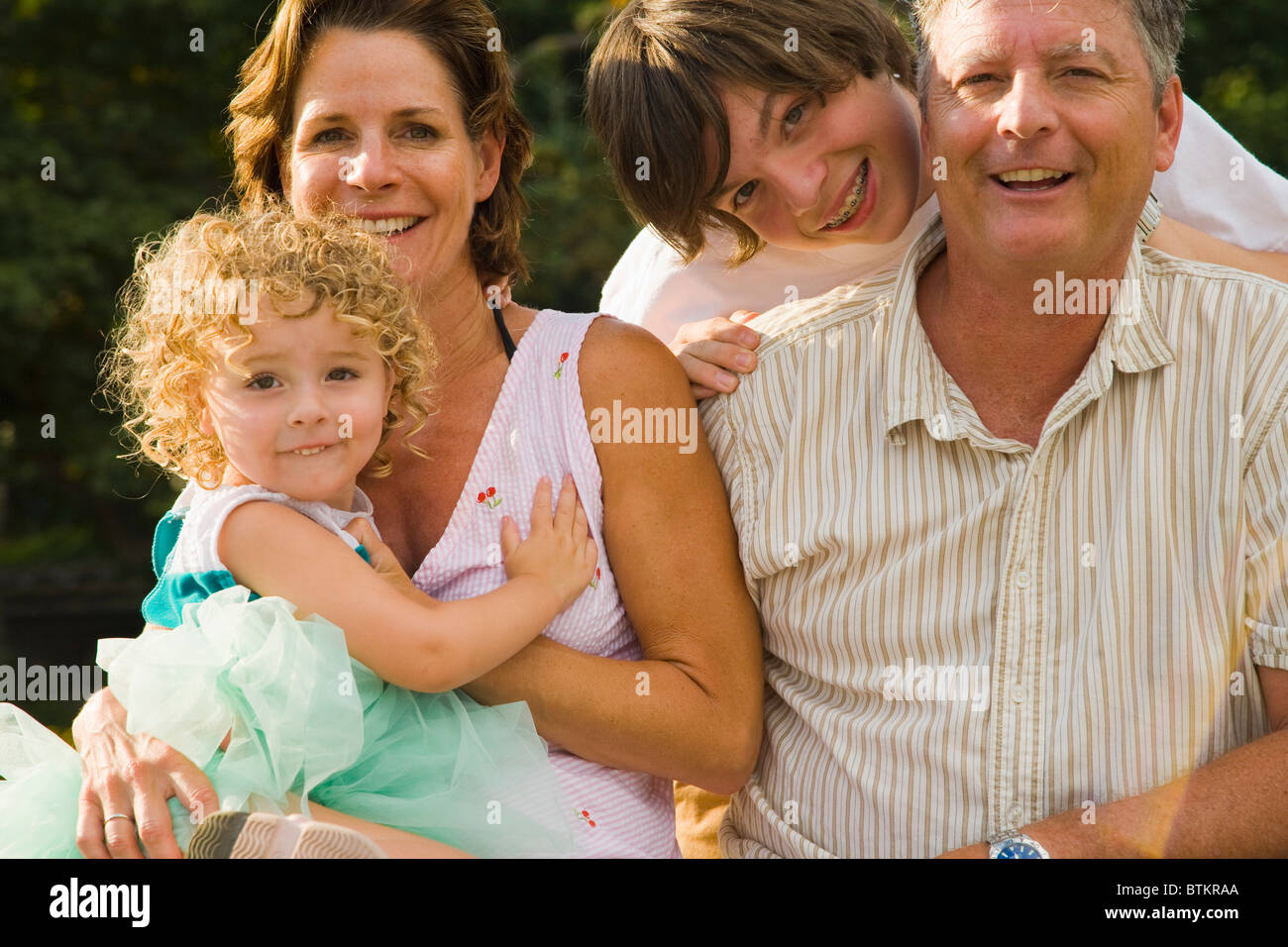 portrait of family of four Stock Photo
