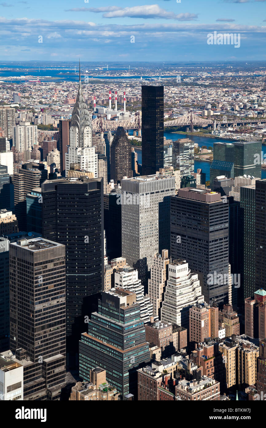 The New York City panorama with Chrysler building and Queensboro bridge
