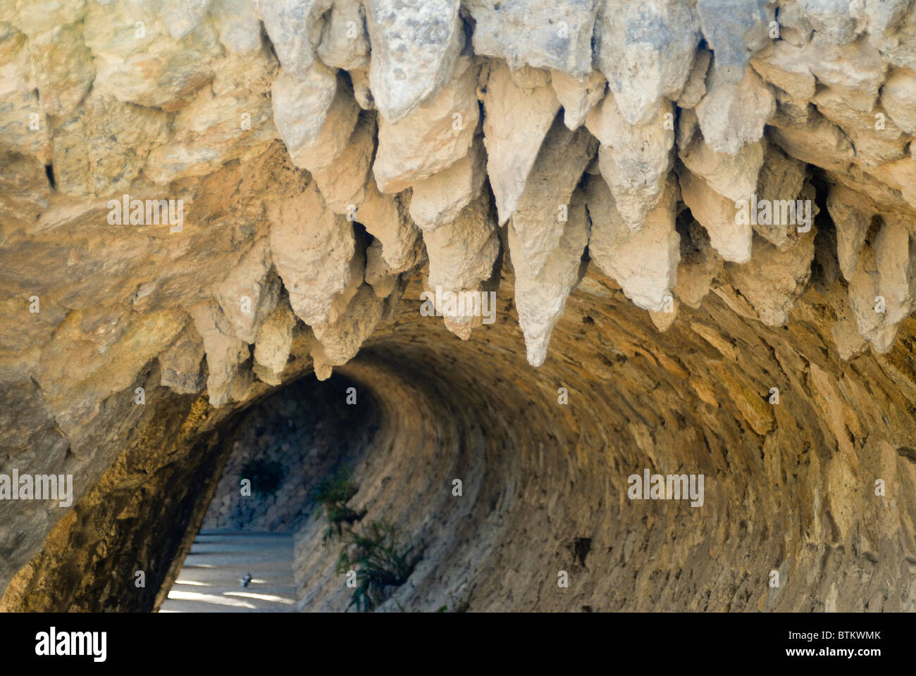 Park Guell stalactites. Antoni Gaudi, Barcelona Stock Photo