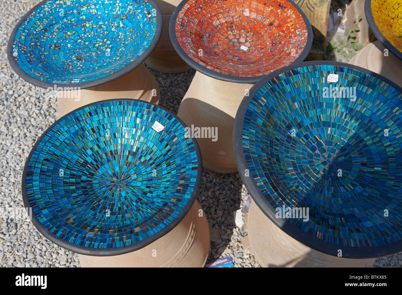 Pottery displayed on street for sale. Crete, Greece Stock Photo Alamy