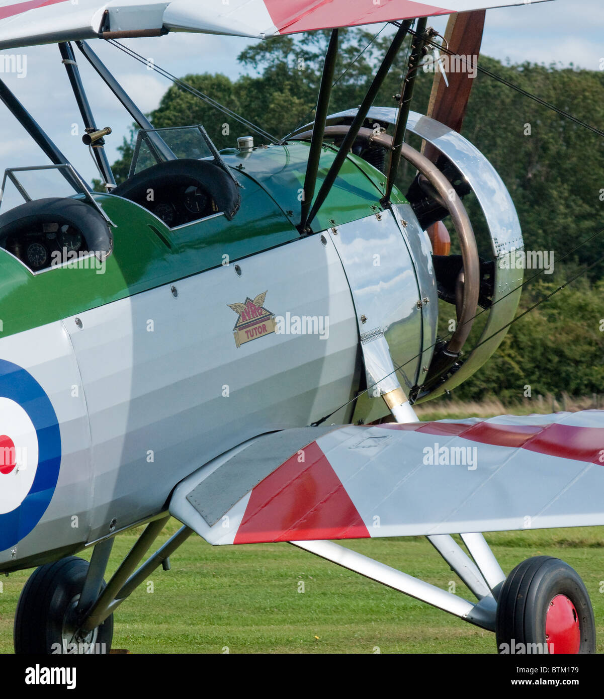 Close up of world's only surviving Avro Tutor biplane trainer, owned