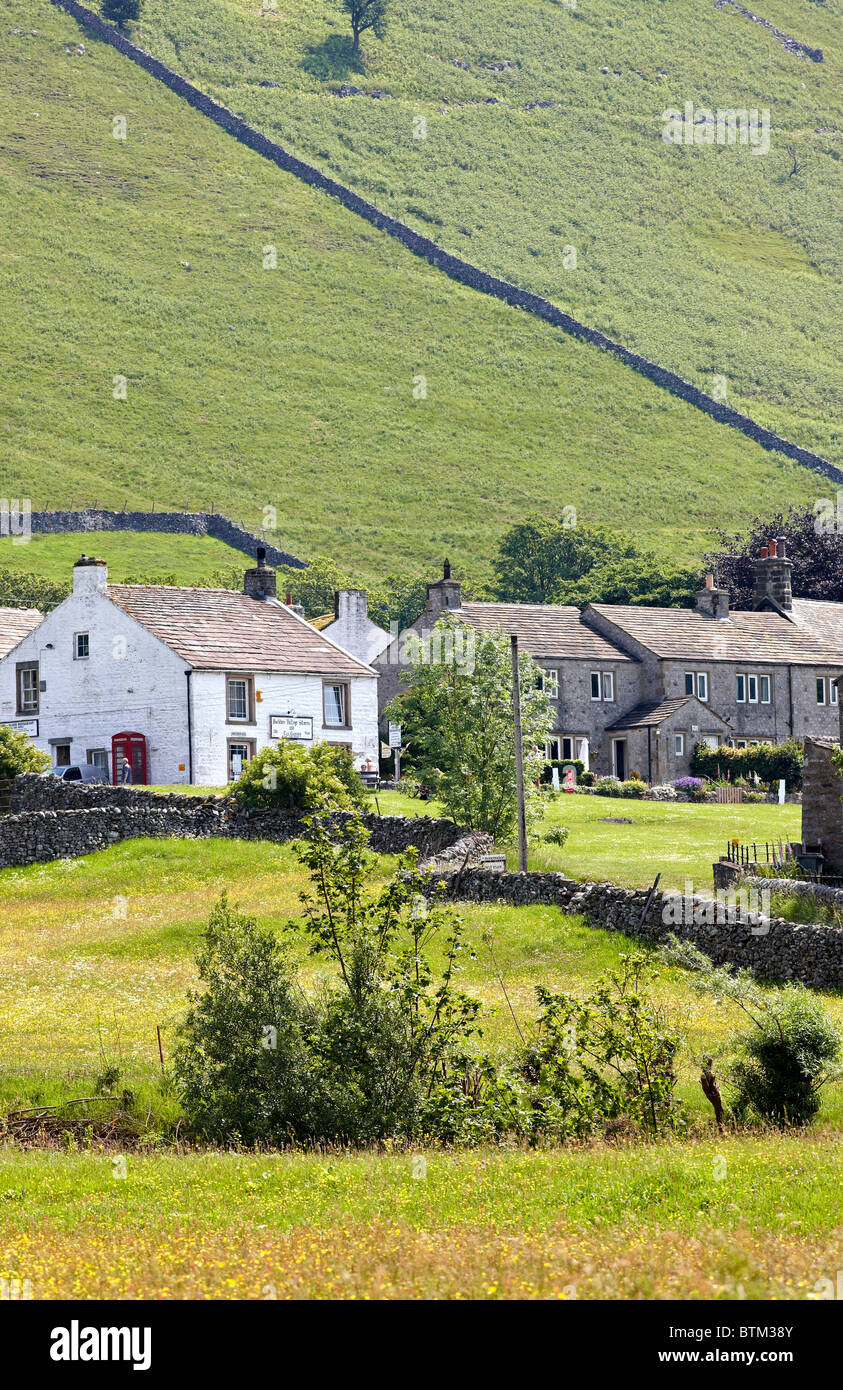 The Yorkshire Dales village of Buckden from the Dales Way footpath. Summer Stock Photo