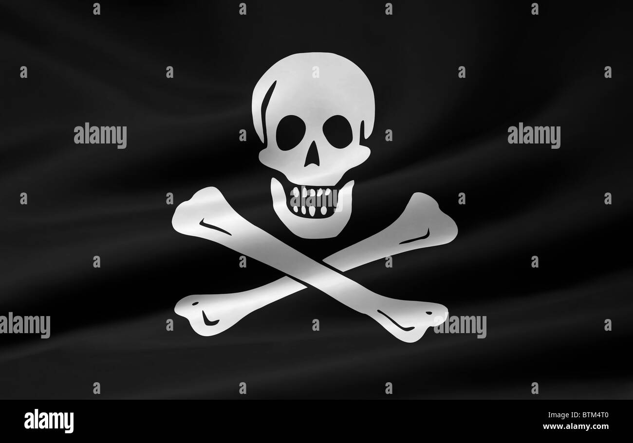 Pirate Flag of Jolly Roger Stock Photo