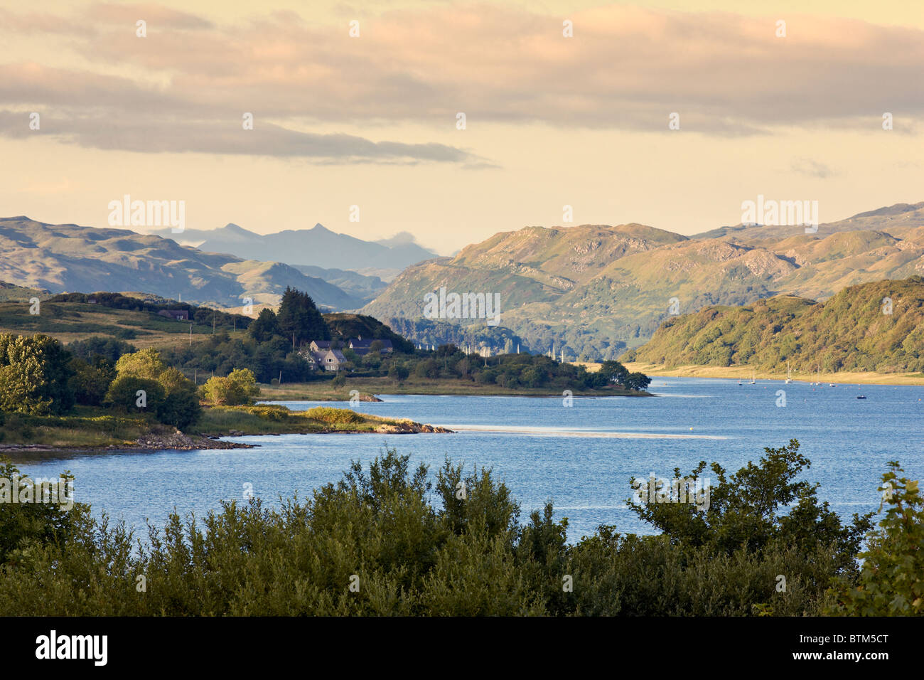 Looking North East up Loch Craignish, Argyll, Scotland on a warm summer's evening. Stock Photo
