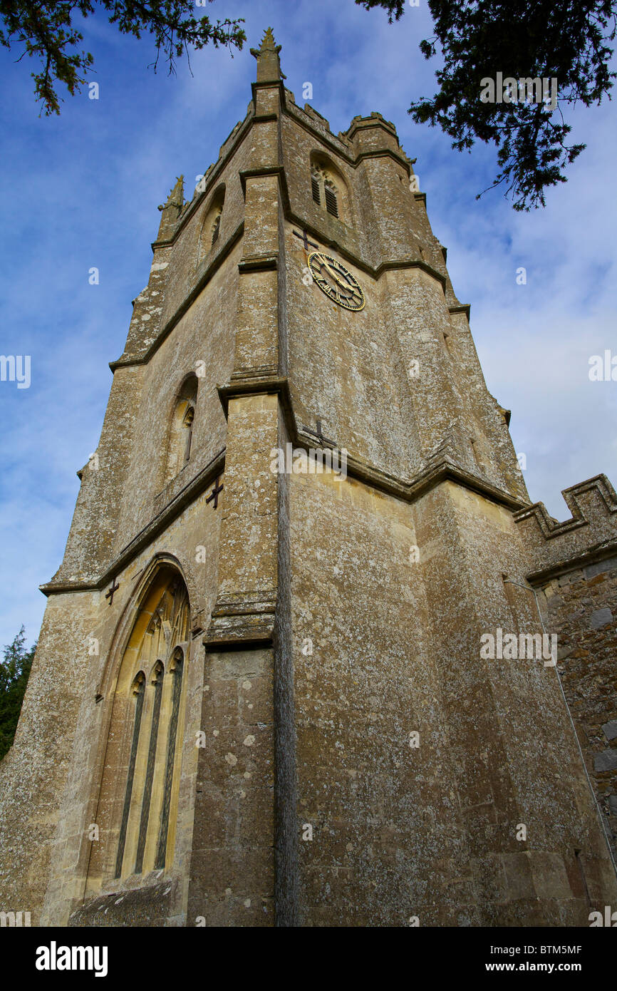 The church Tower of of Avebury Saint James in Avebury Wiltshire Stock Photo