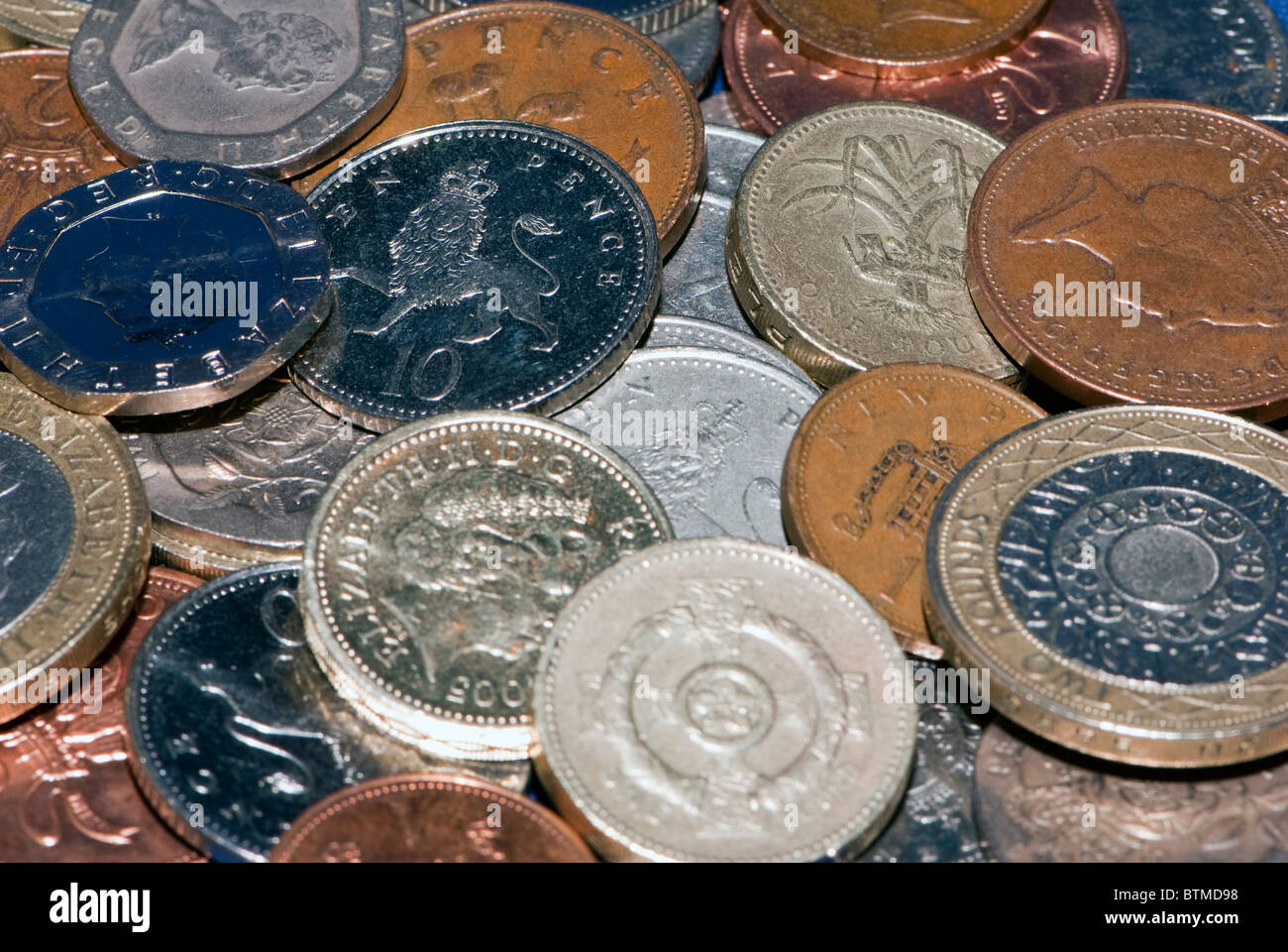 Pictures of UK currency, coins and notes Stock Photo