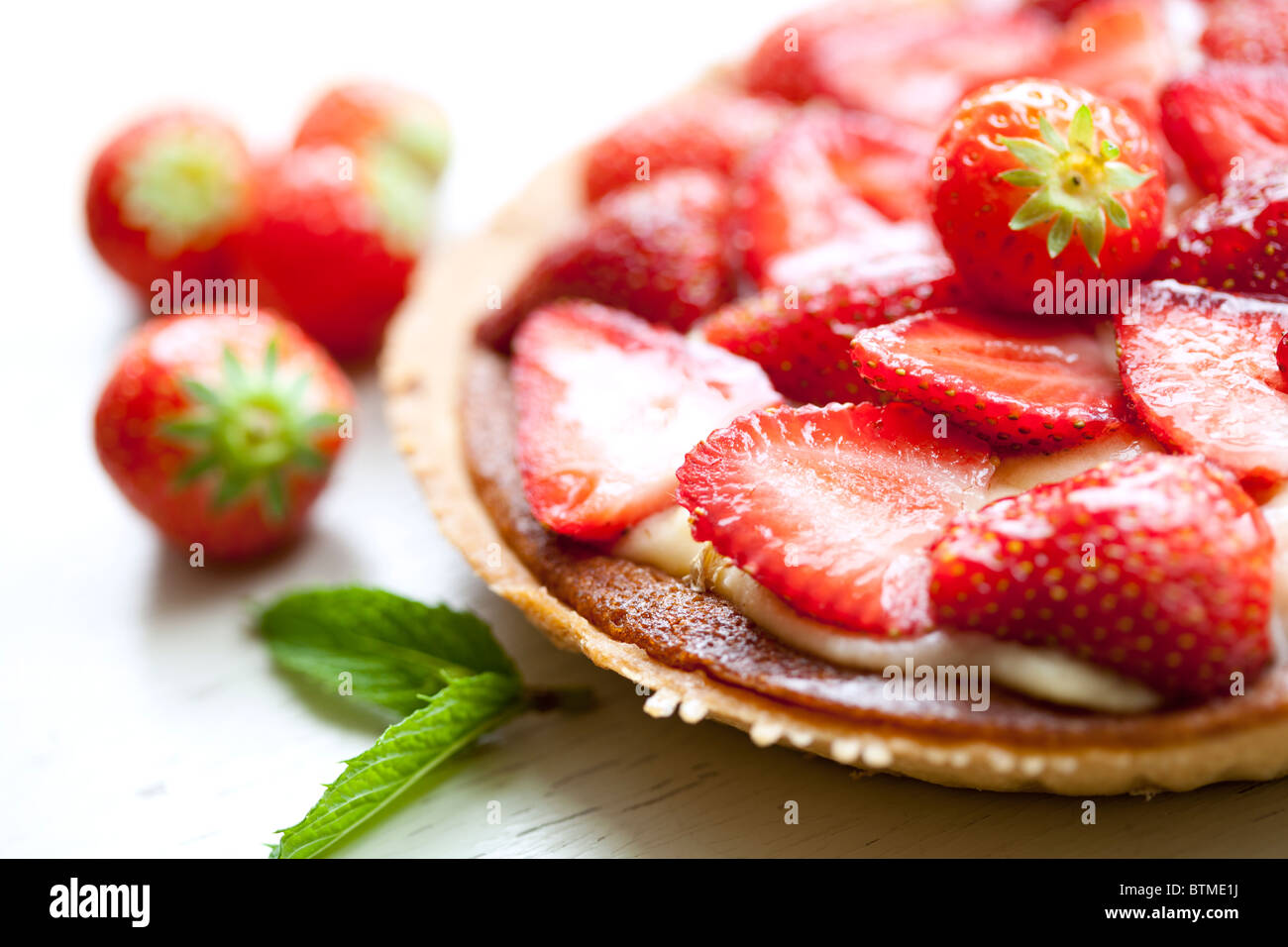 closeup of homemade strawberry pie Stock Photo