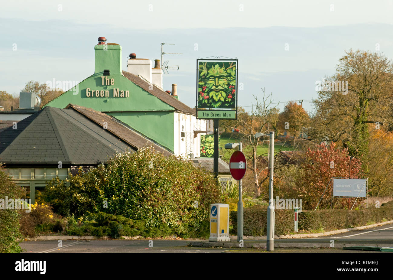 The Green Man Pub Stock Photo
