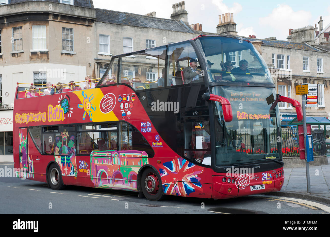 Hop on Hop Off City Tourist Bus, Bath, England, UK. Stock Photo