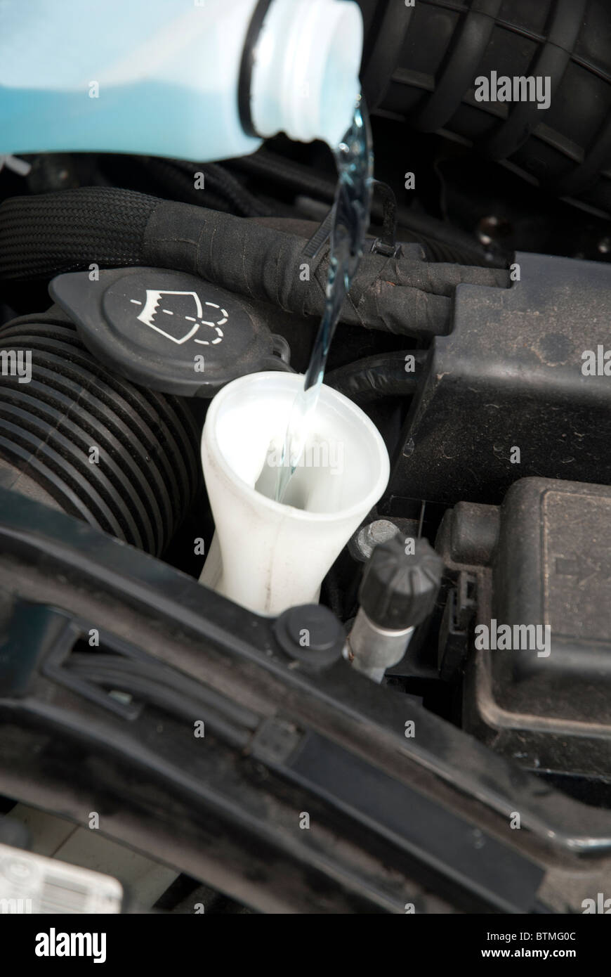 Filling Windscreen Washer Bottle with Screenwash Stock Photo Alamy