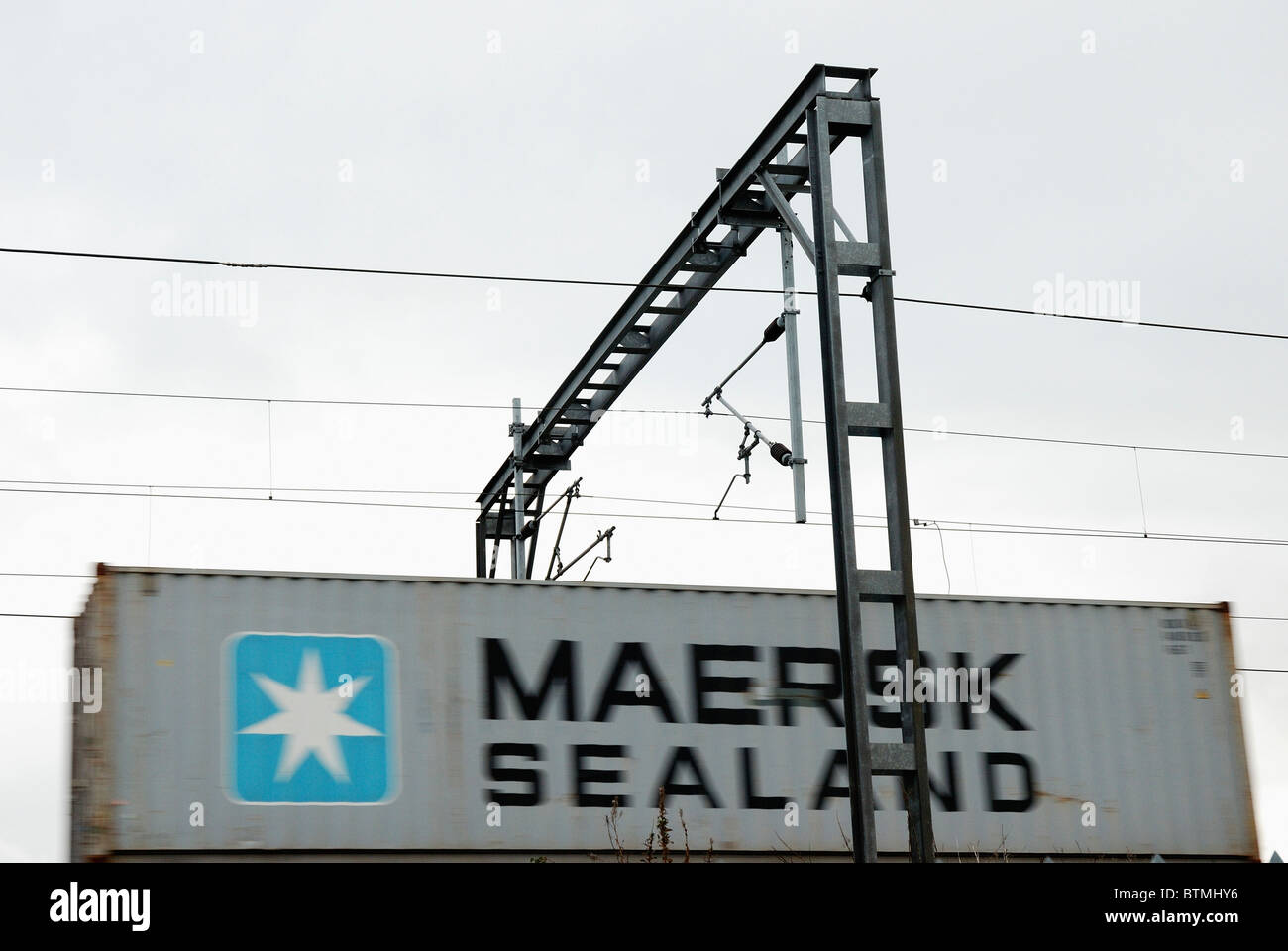 maersk sealand rail freight container england uk Stock Photo