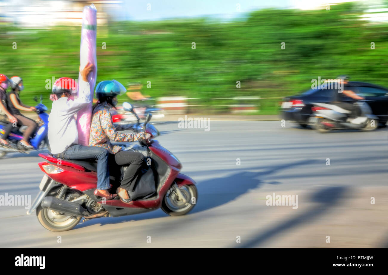 Vietnamese lady bikers Stock Photo