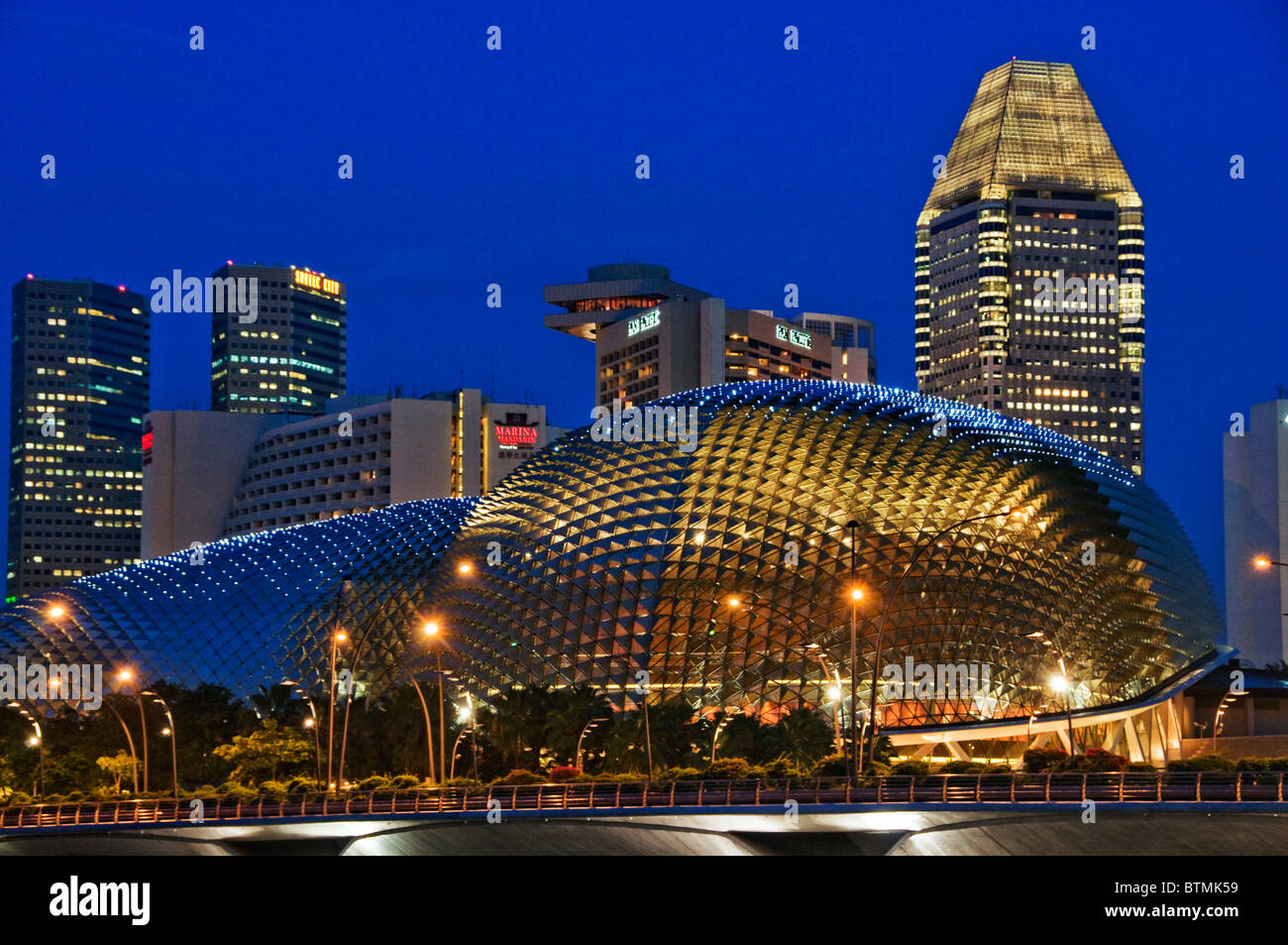 Esplanade, Theatres on the Bay, Colonia District of Singapore, nicknamed “the durians” after the spiky fruit Stock Photo