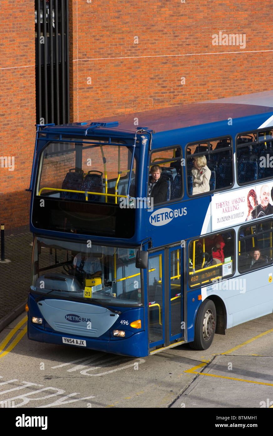 Front Of A Blue Metrobus Double Decker Bus England Stock Photo