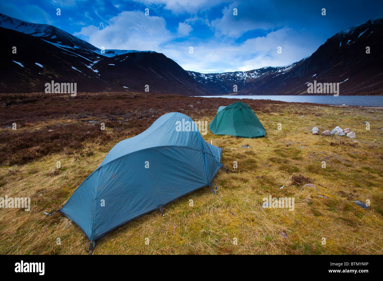 Scotland Scottish Highlands Cairngorms National Park Hikers Wild Camping Near Loch Eanaich In Gleann Eanaich Stock Photo Alamy