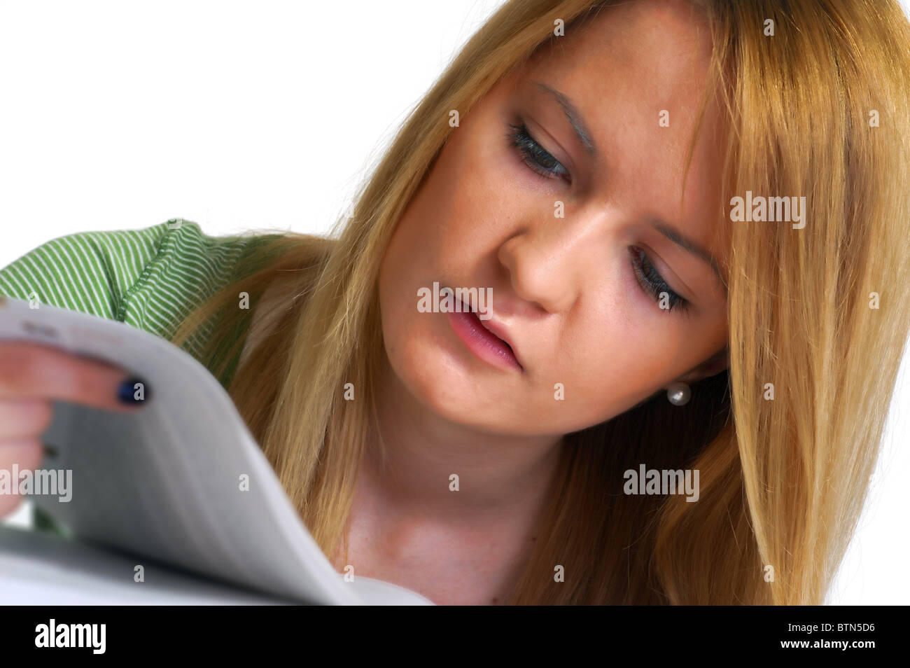 Portrait of a beautiful young female student, studying Stock Photo