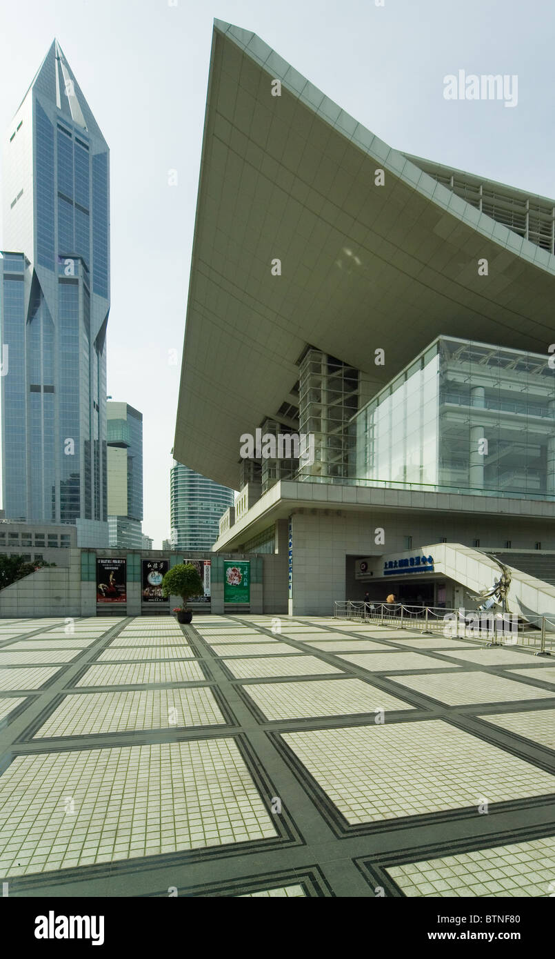 Shanghai Grand Theatre, with JW-Marriott-Hotel in the background, at Peoples Square. Stock Photo