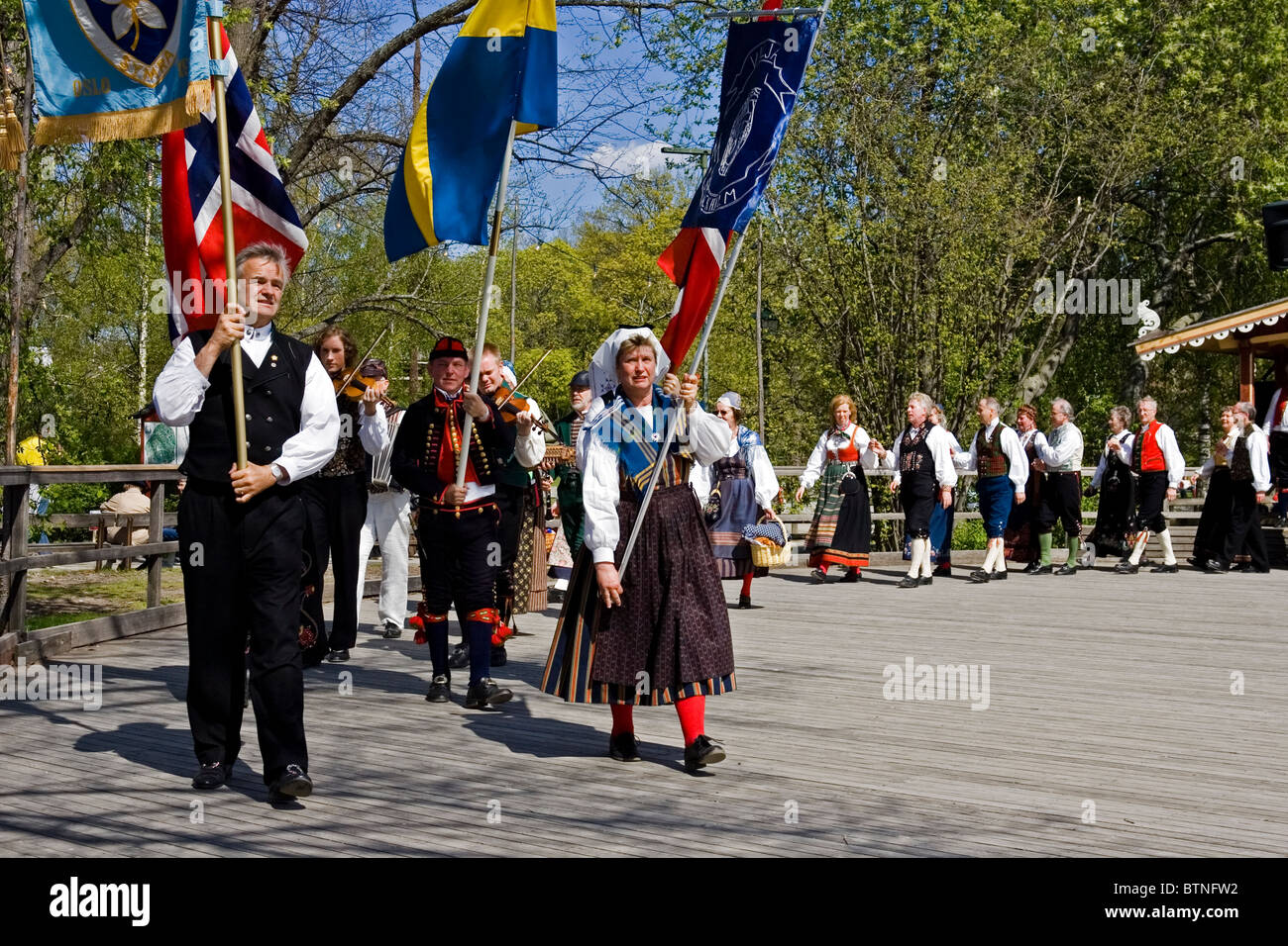 Norwegian National Day celebrations at Skansen (Sweden) Stock Photo