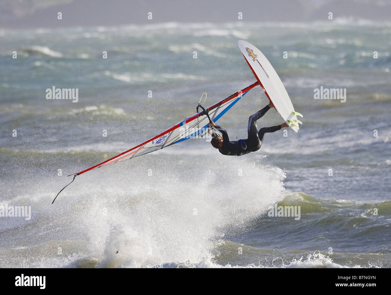 Windsurfing at Bigbury, South Devon, UK Stock Photo Alamy