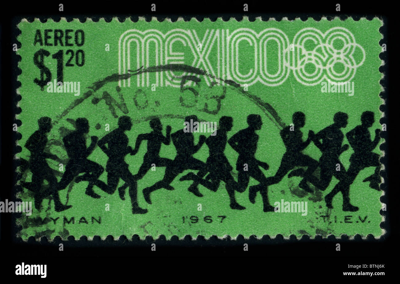 MEXICO - CIRCA 1968: A stamp printed in MEXICO shows image of the dedicated to the 1968 Summer Olympics, officially known as the Games of the XIX Olympiad, were an international multi-sport event held in Mexico City in October 1968, circa 1968. Stock Photo