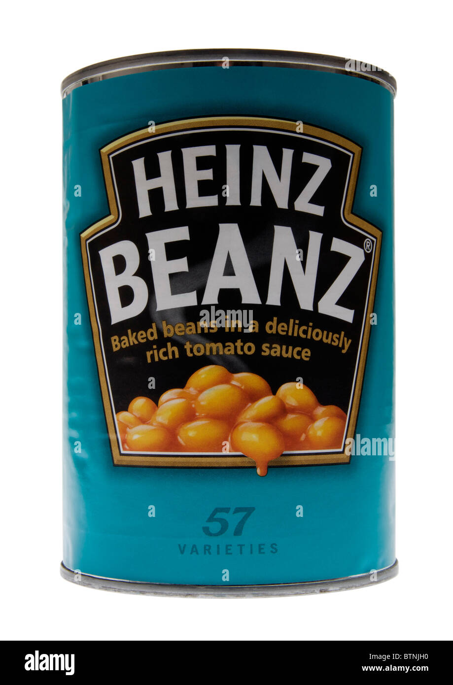 Tin of heinz beanz on white background Stock Photo