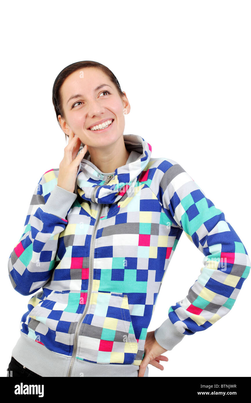 smiling happy girl, isolated on white background Stock Photo - Alamy