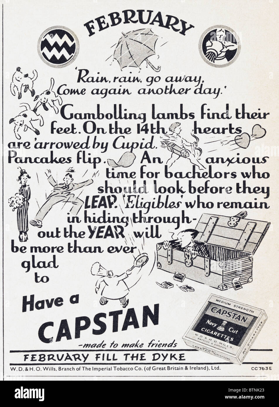 cigarette advertising Advert in English magazine circa 1952 for Wills Capstan cigarettes Stock Photo