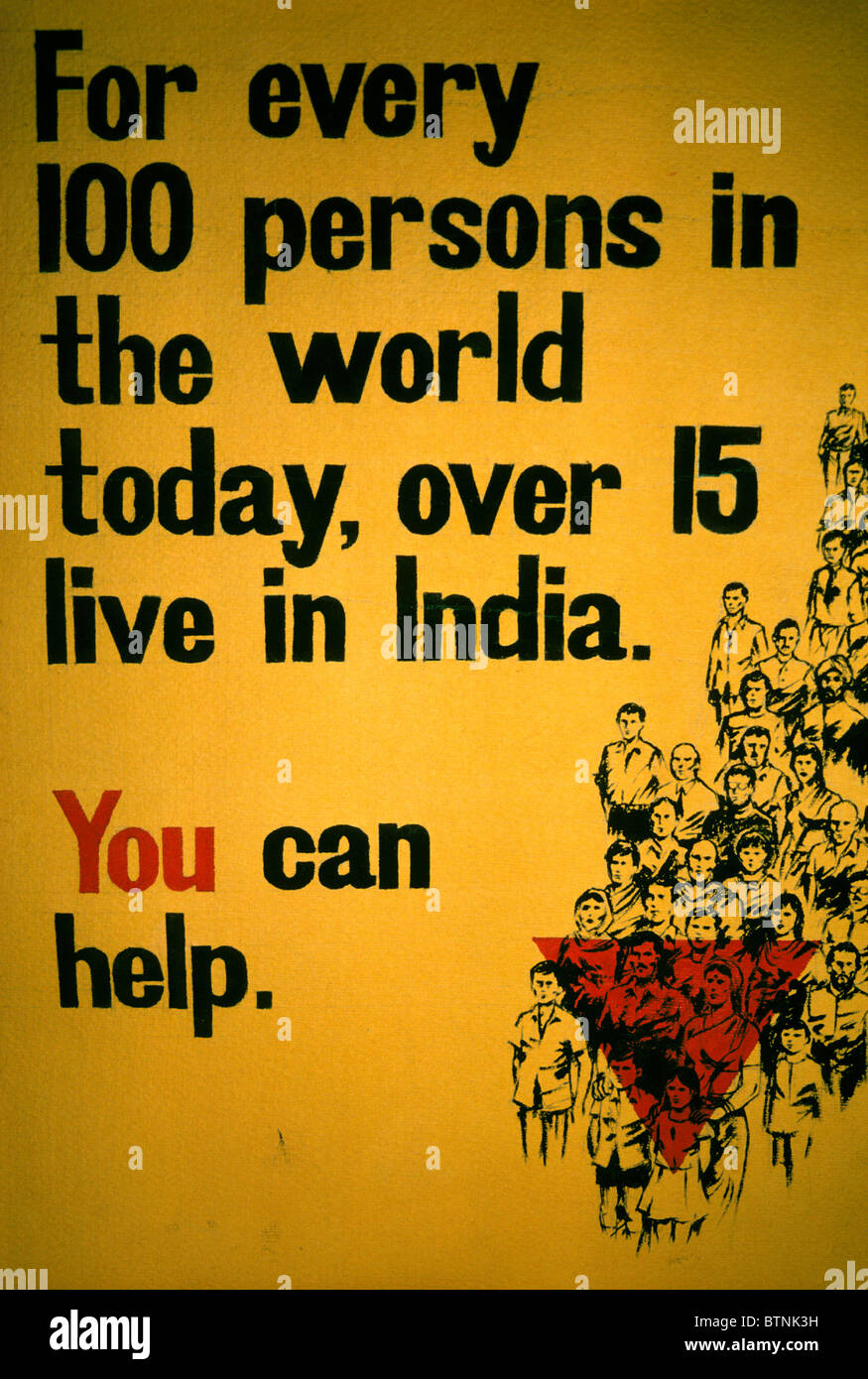 Poster to promote birth control in Mumbai India, 1984 Stock Photo