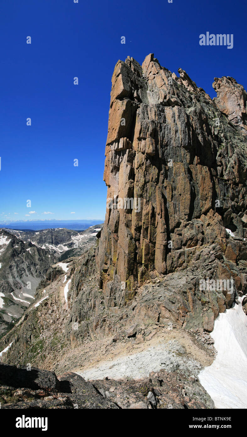 the rocky cliff of Powell Peak in Rocky Mountain National Park Stock Photo