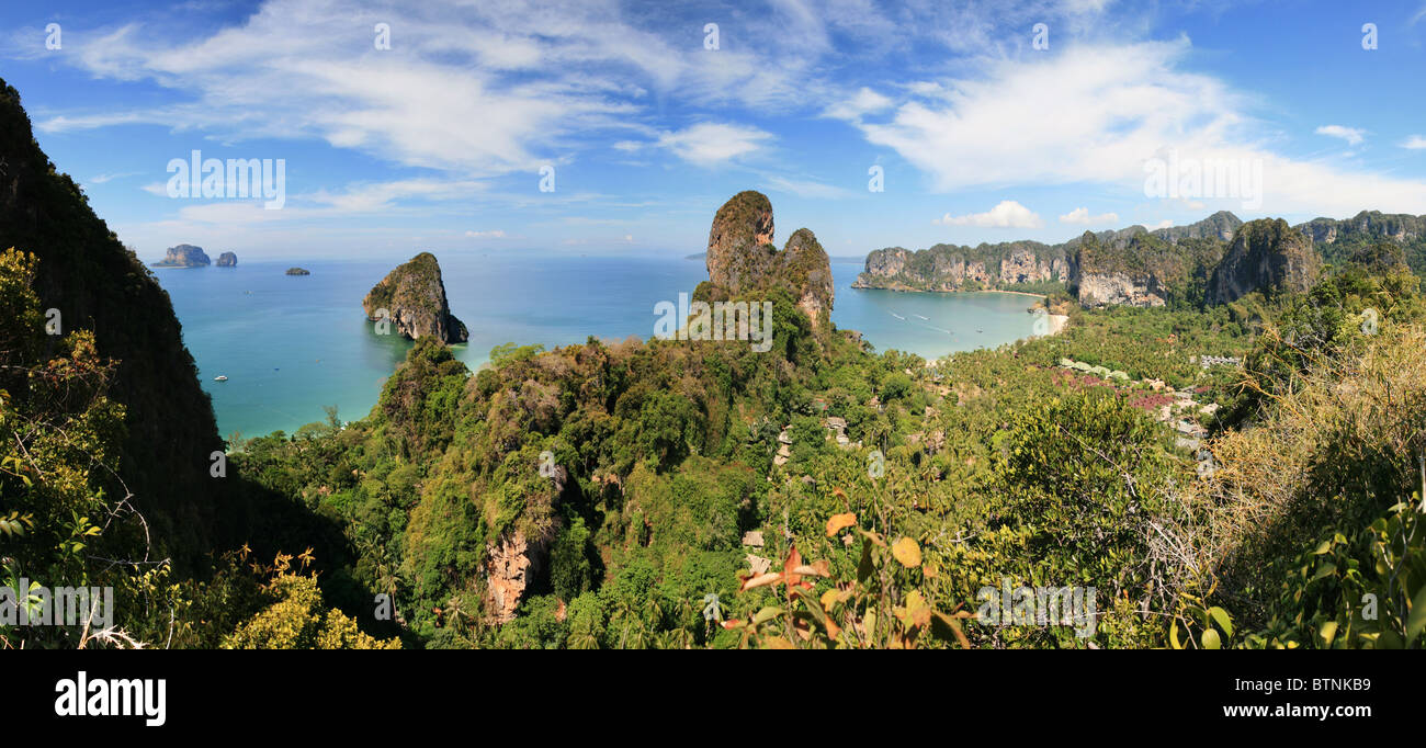 panorama of the Railay peninsula, Krabi, Thailand, from a high overlook Stock Photo