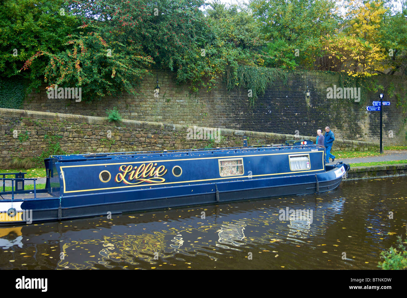 Narrow boat on Lancaster canal Stock Photo